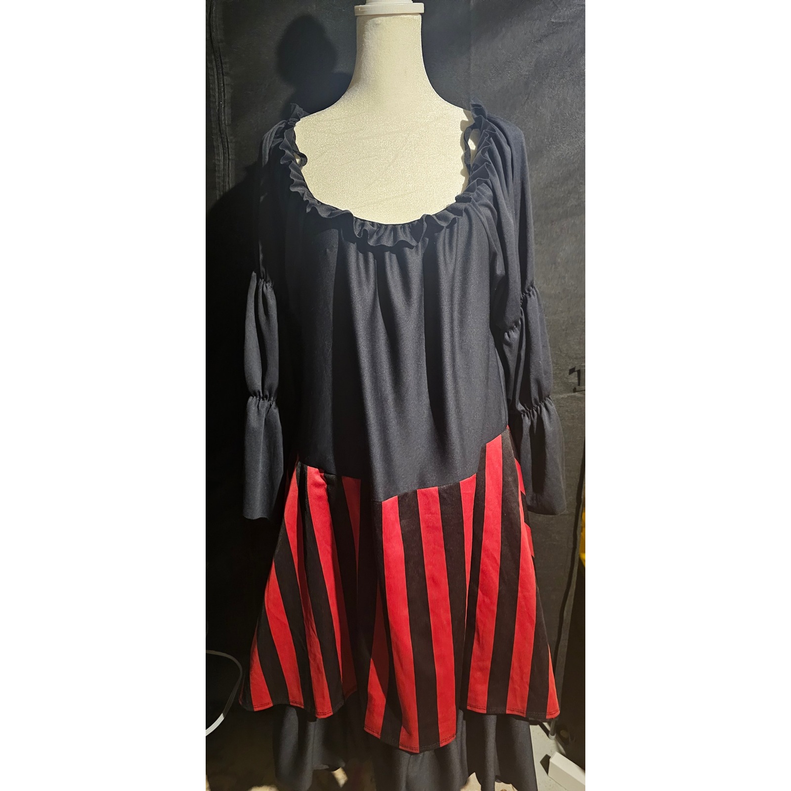 Secret Wishes Pirate Costume Dress Red Black Striped One Size Fits Most Plussize